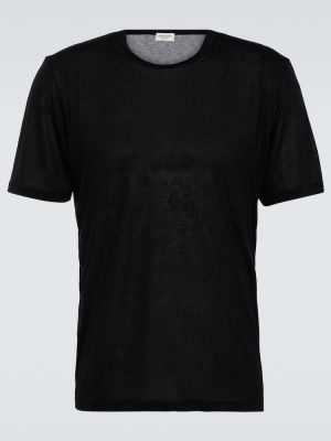 Camiseta con bordado Saint Laurent negro