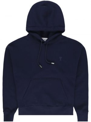 Hoodie med broderi Ami Paris blå