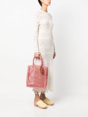 Pletená shopper kabelka Manebi růžová