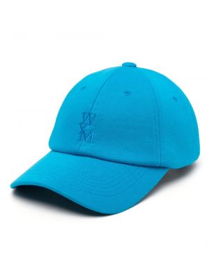 Haftowana czapka z daszkiem bawełniana Wooyoungmi niebieska