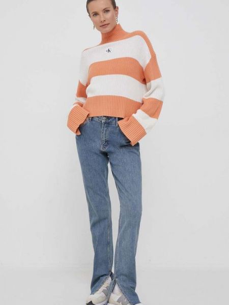 Хлопковый свитер Calvin Klein Jeans бежевый