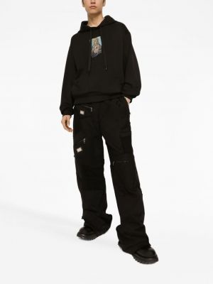 Bluza z kapturem bawełniana z nadrukiem Dolce And Gabbana czarna