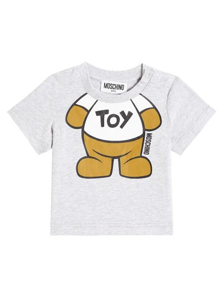 Trøje trykt bomuld t-shirt for piger Moschino Kids grå