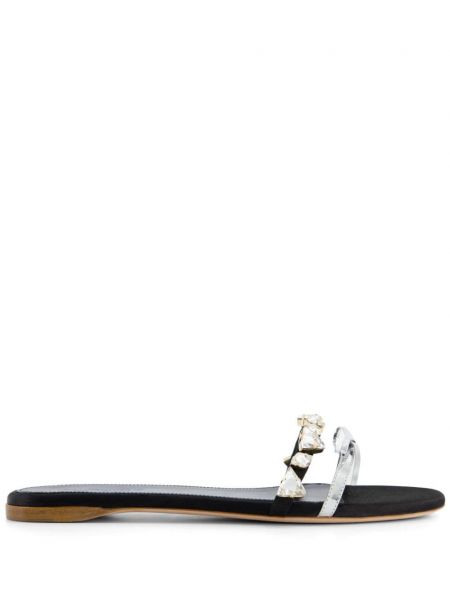 Leder sandale mit kristallen Giambattista Valli schwarz