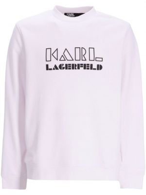 Raštuotas medvilninis džemperis Karl Lagerfeld balta