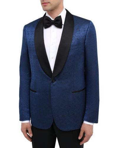 Шелковый шерстяной пиджак Zilli синий