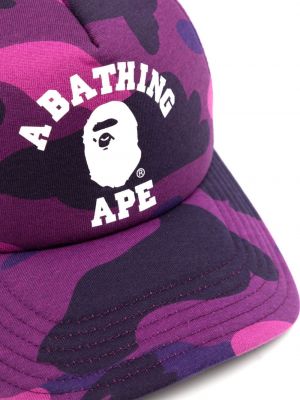 Maskáčový bavlněný čepice s potiskem A Bathing Ape® fialový