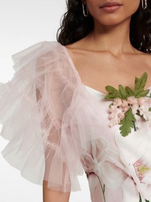 Rochie lunga de mătase cu model floral Rodarte roz
