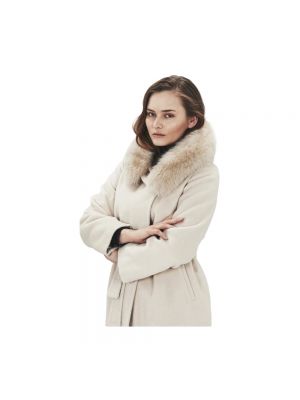 Abrigo de cuero de lana Hollies blanco