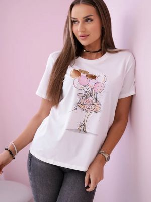 Bluzka bawełniana w kwiatki Kesi różowa