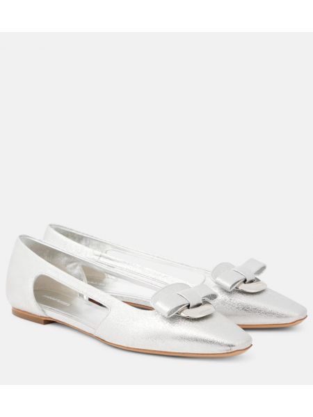 Läder ballerinas Ferragamo silver