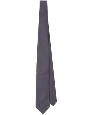Hodvábna kravata s výšivkou Prada sivá