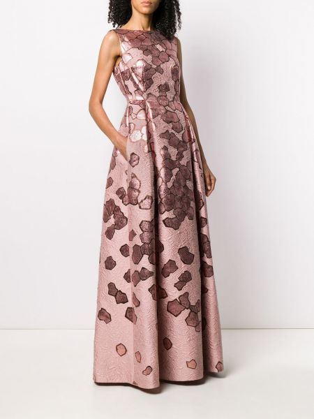 Vestido largo de tejido jacquard Talbot Runhof rosa