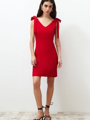 Μini φόρεμα από λυγαριά Trendyol κόκκινο