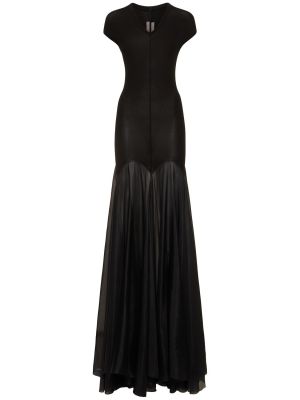 Jedwabna sukienka długa Rick Owens czarna
