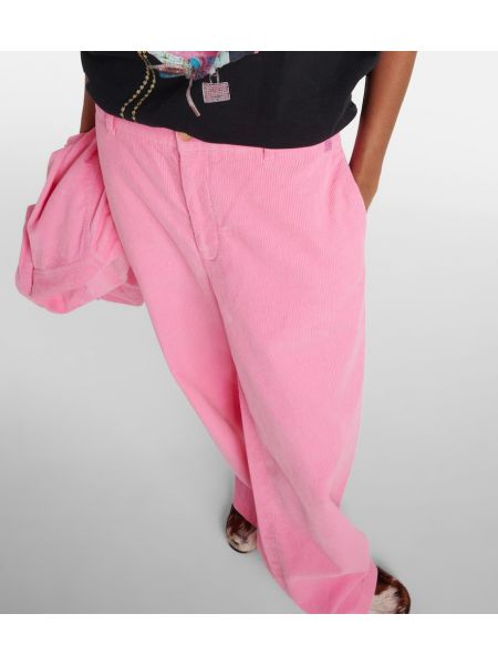 Βαμβακερό παντελόνι κοτλέ σε φαρδιά γραμμή Acne Studios ροζ