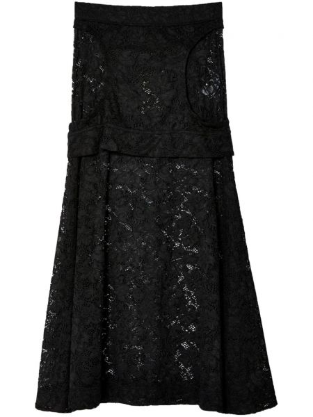Čipkovaná kvetinová dlhá sukňa Eckhaus Latta čierna