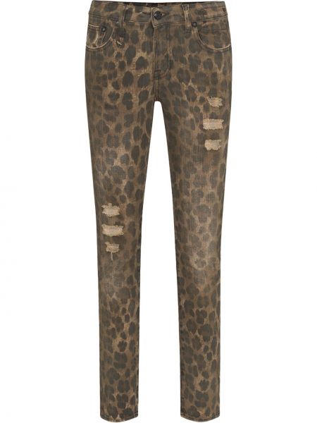 Leopard trykt skinny jeans R13 brun