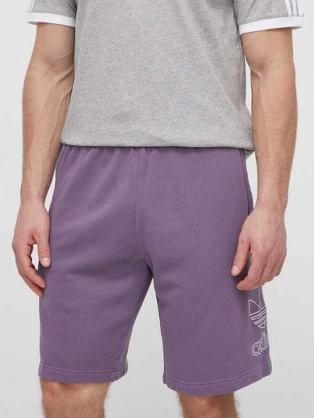 Хлопковые тканевые шорты Adidas Originals фиолетовые