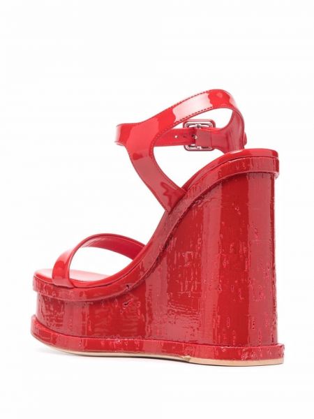 Lakované sandály na podpatku na klínovém podpatku Haus Of Honey červené