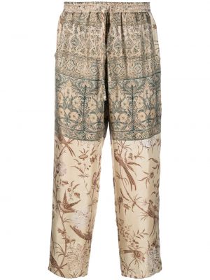 Pantaloni de mătase cu imagine Pierre-louis Mascia bej