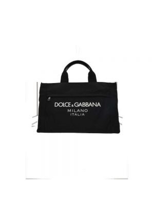Torebka skórzana z nadrukiem Dolce And Gabbana czarna