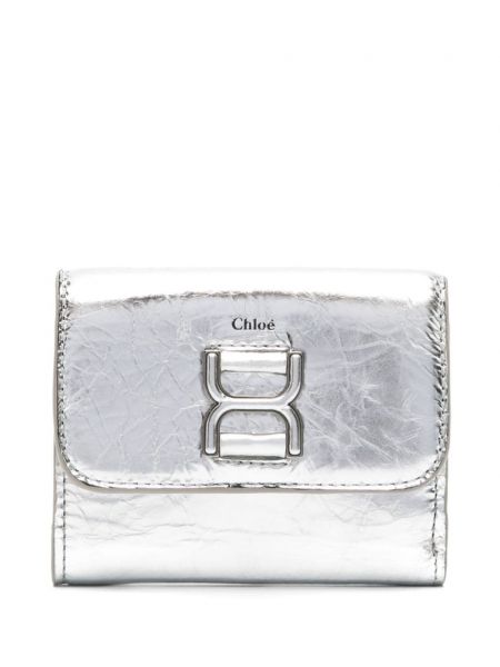 Usnjena denarnica Chloe srebrna