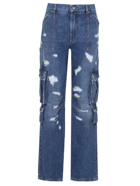 Синие хлопковые прямые джинсы Dolce & Gabbana