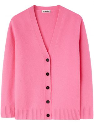Woll strickjacke mit v-ausschnitt Jil Sander pink