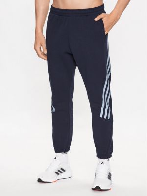 Prugaste donji dijelovi za trčanje slim fit Adidas plava