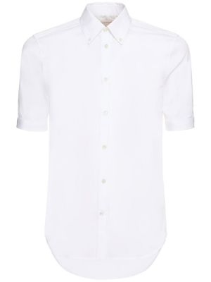 Βαμβακερό πουκάμισο με κοντό μανίκι Alexander Mcqueen λευκό