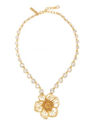 Ogrlica s cvjetnim printom s kristalima Oscar De La Renta zlatna