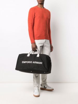 Bolso shopper con estampado Emporio Armani negro