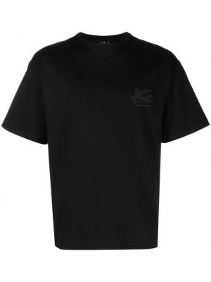 Medvilninis siuvinėtas marškinėliai Etro juoda