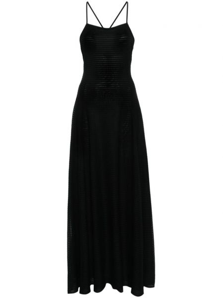 Průsvitné dlouhé šaty Emporio Armani černé