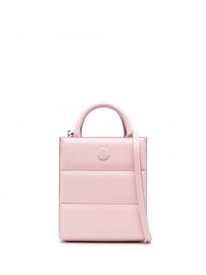 Δερμάτινη τσάντα Moncler ροζ