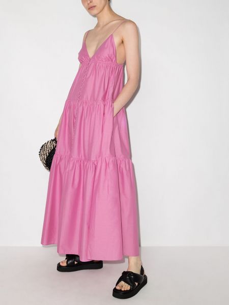 Vestido largo con escote v Matteau rosa