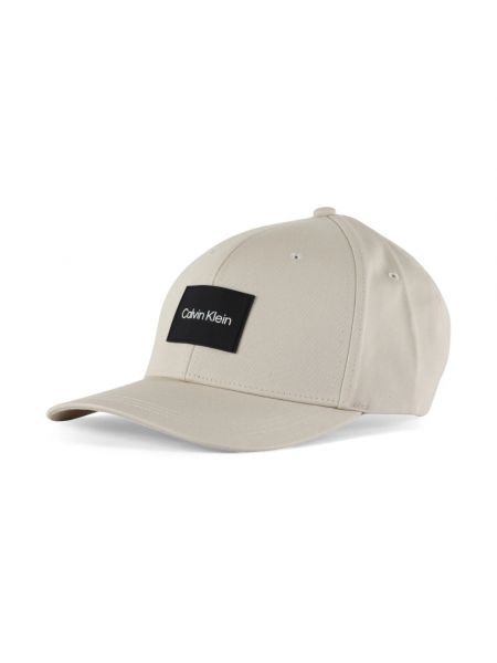 Gorra de algodón Calvin Klein beige