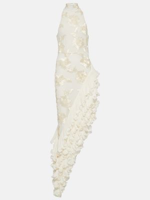 Robe mi-longue asymétrique Rotate Birger Christensen blanc