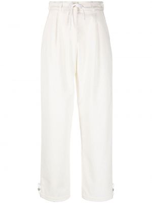 Pantalon en velours côtelé en velours slim Emporio Armani blanc