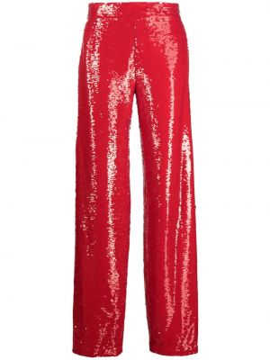 Pantalon droit à paillettes Genny rouge