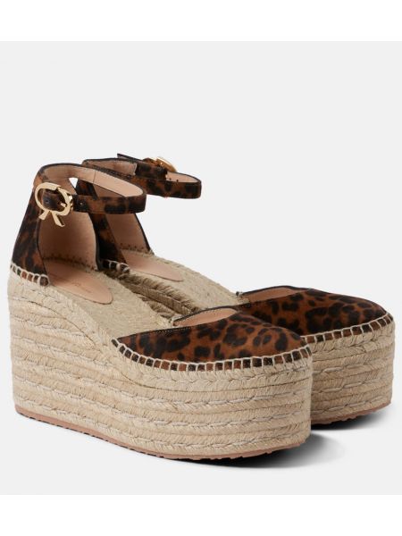 Leopard trykt ruskind espadrillos Gianvito Rossi