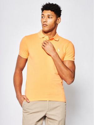 Polo marškinėliai slim fit Polo Ralph Lauren oranžinė