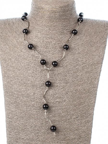 Ожерелье бусики-колечки черное
