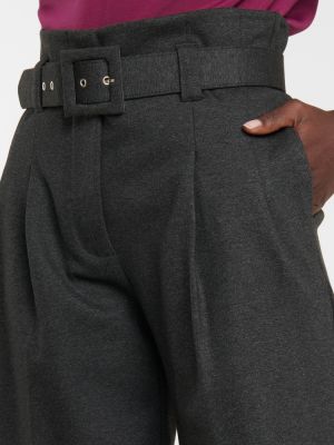 Plisované rovné kalhoty s vysokým pasem Victoria Victoria Beckham šedé