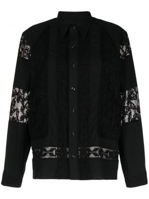 Spitzen hemd aus baumwoll Muller Of Yoshiokubo schwarz