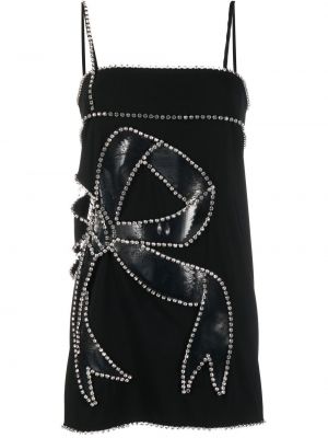 Коктейлна рокля с дантела с кристали Dsquared2 черно