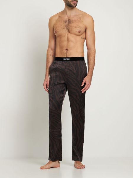 Pantaloni de mătase cu imagine cu model zebră Tom Ford