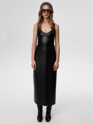 Priliehavé šaty z ekologickej kože Undress Code čierna