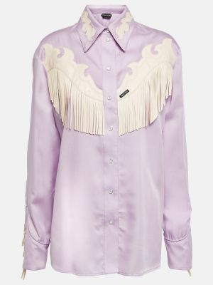 Kožená košeľa Tom Ford fialová